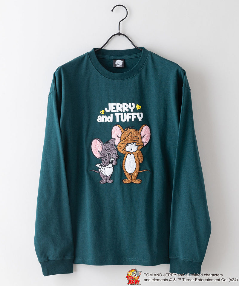 【2024秋物新規】TOM AND JERRY トムとジェリー ロンT オリジナルデザイン ジェリー タフィー ドロップショルダー ビッグシルエット ユニセックス