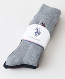 ワンポイント ロゴ刺繍 リブ3Pソックス【U.S. POLO ASSN./ユーエスポロアッスン】