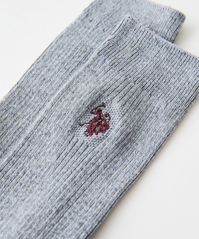 ワンポイント ロゴ刺繍 リブ3Pソックス【U.S. POLO ASSN./ユーエスポロアッスン】