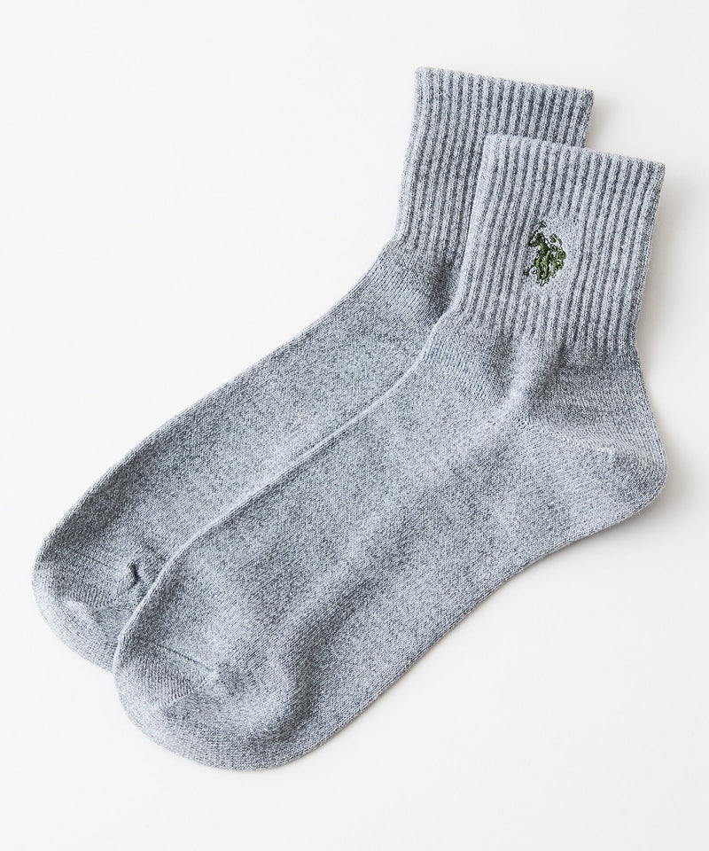 ワンポイント ロゴ刺繍 クォーター3Pソックス【U.S. POLO ASSN./ユーエスポロアッスン】