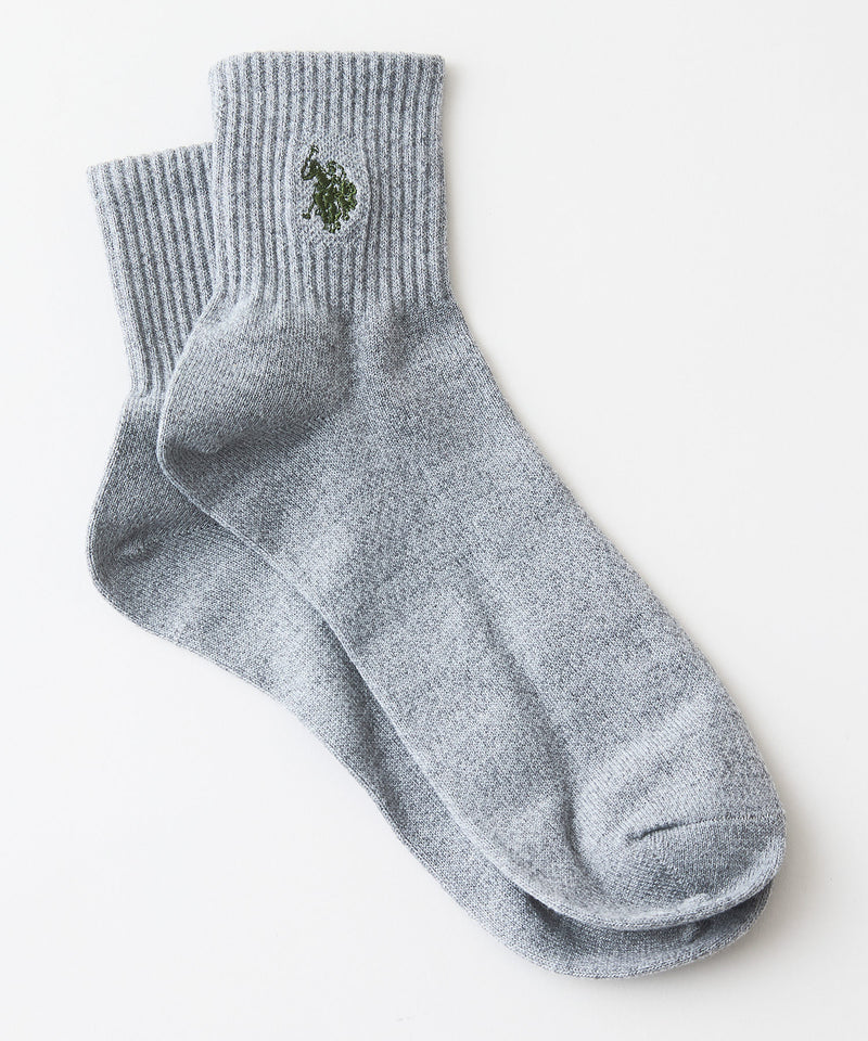 ワンポイント ロゴ刺繍 クォーター3Pソックス【U.S. POLO ASSN./ユーエスポロアッスン】
