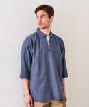 【BLUE STANDARD/ブルースタンダード】コットンリネンミックス 7分袖スキッパーシャツ リラックスフィット 麻混 通気性 清涼感 吸水速乾 紫外線対策