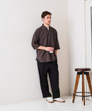 【BLUE STANDARD/ブルースタンダード】コットンリネンミックス 7分袖スキッパーシャツ リラックスフィット 麻混 通気性 清涼感 吸水速乾 紫外線対策