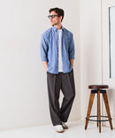 【BLUE STANDARD/ブルースタンダード】【涼しくさらさらな肌ざわりの綿麻シャツ】コットンリネンミックス 7分袖シャツ レギュラーフィット 無地 通気性 清涼感 吸水速乾 紫外線対策