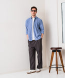 【BLUE STANDARD/ブルースタンダード】【涼しくさらさらな肌ざわりの綿麻シャツ】コットンリネンミックス 7分袖シャツ レギュラーフィット 無地 通気性 清涼感 吸水速乾 紫外線対策