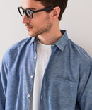 【BLUE STANDARD/ブルースタンダード】【涼しくさらさらな肌ざわりの綿麻シャツ】コットンリネンミックス 7分袖シャツ レギュラーフィット 無地 通気性 清涼感 吸水速乾 紫外線対策