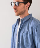 【BLUE STANDARD/ブルースタンダード】【涼しくさらさらな肌ざわりの綿麻シャツ】コットンリネンミックス 7分袖シャツ レギュラーフィット 無地 通気性 清涼感 吸水速乾 紫外線対策