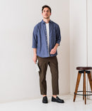 【BLUE STANDARD/ブルースタンダード】【涼しくさらさらな肌ざわりの綿麻シャツ】コットンリネンミックス 7分袖シャツ レギュラーフィット 無地 通気性 清涼感 吸水速乾 紫外線対策