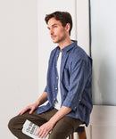 【BLUE STANDARD/ブルースタンダード】【涼しくさらさらな肌ざわりの綿麻シャツ】コットンリネンミックス 7分袖シャツ レギュラーフィット 無地 通気性 清涼感 吸水速乾 紫外線対策