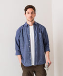 【BLUE STANDARD/ブルースタンダード】【涼しくさらさらな肌ざわりの綿麻シャツ】コットンリネンミックス 7分袖シャツ レギュラーフィット 無地 通気性 清涼感 吸水速乾 紫外線対策