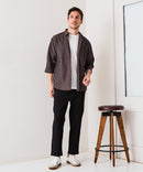 【BLUE STANDARD/ブルースタンダード】【涼しくさらさらな肌ざわりの綿麻シャツ】コットンリネンミックス 7分袖シャツ レギュラーフィット 無地 通気性 清涼感 吸水速乾 紫外線対策