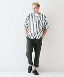 デオドラントドライ 吸水速乾 UVカット ストレッチ無地 ストライプ オープンカラーシャツ 開襟シャツ【BLUE STANDARD/ブルースタンダード】