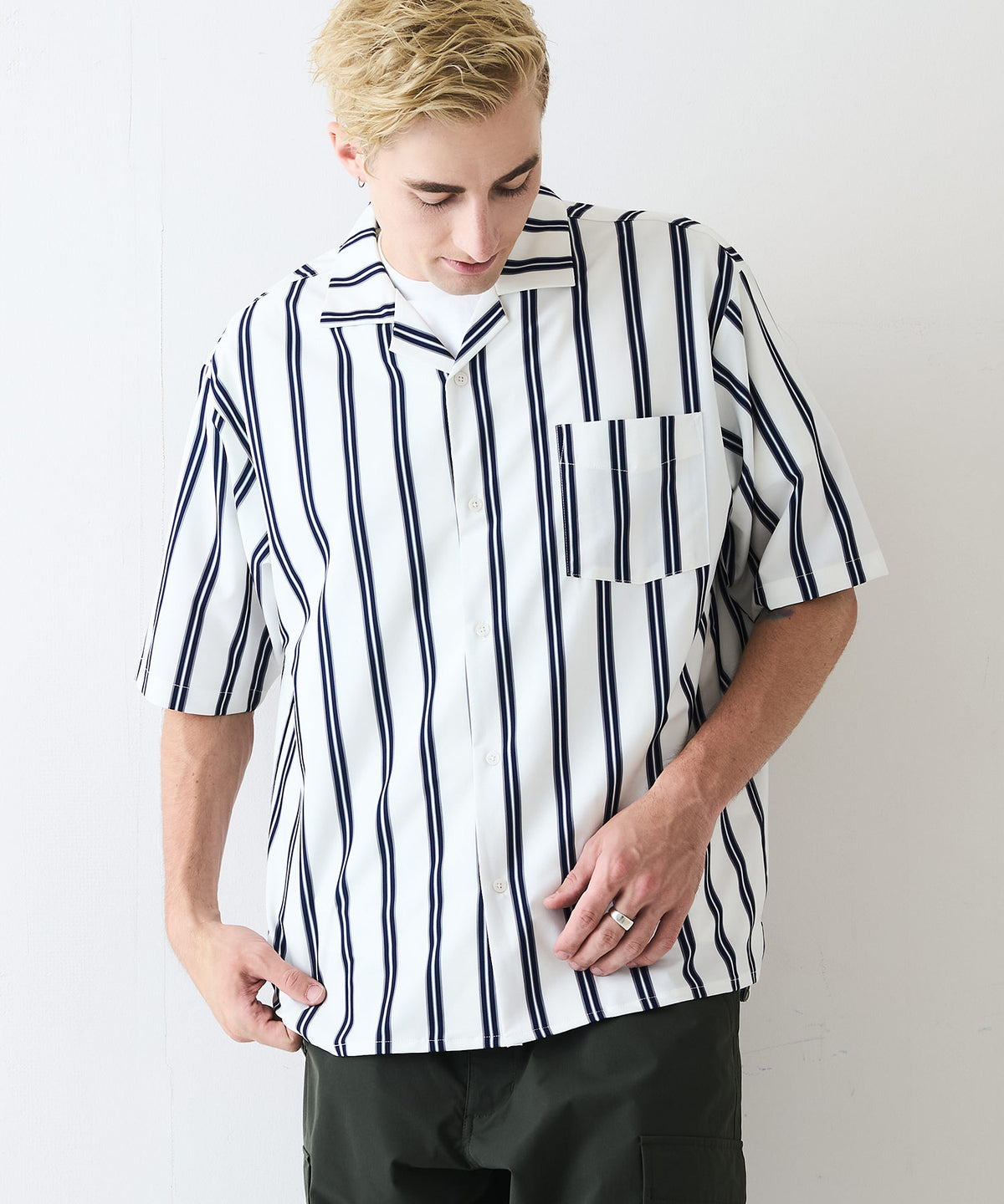 デオドラントドライ 吸水速乾 UVカット ストレッチ無地 ストライプ