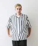 デオドラントドライ 吸水速乾 UVカット ストレッチ無地 ストライプ オープンカラーシャツ 開襟シャツ【BLUE STANDARD/ブルースタンダード】