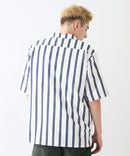 デオドラントドライ 吸水速乾 UVカット ストレッチ無地 ストライプ オープンカラーシャツ 開襟シャツ【BLUE STANDARD/ブルースタンダード】