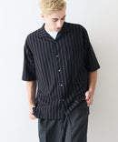 デオドラントドライ 吸水速乾 UVカット ストレッチ無地 ストライプ オープンカラーシャツ 開襟シャツ【BLUE STANDARD/ブルースタンダード】