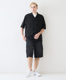 デオドラントドライ 吸水速乾 UVカット ストレッチ無地 ストライプ オープンカラーシャツ 開襟シャツ【BLUE STANDARD/ブルースタンダード】