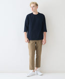 【Blue Standard/ブルースタンダード】ドライリップル フットボール切り替7分袖Tシャツカットソー 吸水速乾 ストレッチ イージーケア さらさら快適 晩夏初秋