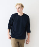 【Blue Standard/ブルースタンダード】ドライリップル フットボール切り替7分袖Tシャツカットソー 吸水速乾 ストレッチ イージーケア さらさら快適 晩夏初秋