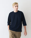 【Blue Standard/ブルースタンダード】ドライリップル フットボール切り替7分袖Tシャツカットソー 吸水速乾 ストレッチ イージーケア さらさら快適 晩夏初秋