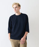 【Blue Standard/ブルースタンダード】ドライリップル フットボール切り替7分袖Tシャツカットソー 吸水速乾 ストレッチ イージーケア さらさら快適 晩夏初秋