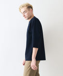 【Blue Standard/ブルースタンダード】ドライリップル フットボール切り替7分袖Tシャツカットソー 吸水速乾 ストレッチ イージーケア さらさら快適 晩夏初秋