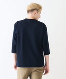 【Blue Standard/ブルースタンダード】ドライリップル フットボール切り替7分袖Tシャツカットソー 吸水速乾 ストレッチ イージーケア さらさら快適 晩夏初秋