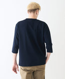 【Blue Standard/ブルースタンダード】ドライリップル フットボール切り替7分袖Tシャツカットソー 吸水速乾 ストレッチ イージーケア さらさら快適 晩夏初秋