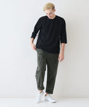 【Blue Standard/ブルースタンダード】ドライリップル フットボール切り替7分袖Tシャツカットソー 吸水速乾 ストレッチ イージーケア さらさら快適 晩夏初秋