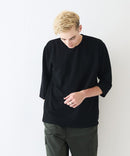 【Blue Standard/ブルースタンダード】ドライリップル フットボール切り替7分袖Tシャツカットソー 吸水速乾 ストレッチ イージーケア さらさら快適 晩夏初秋