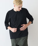 【Blue Standard/ブルースタンダード】ドライリップル フットボール切り替7分袖Tシャツカットソー 吸水速乾 ストレッチ イージーケア さらさら快適 晩夏初秋