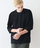 【Blue Standard/ブルースタンダード】ドライリップル フットボール切り替7分袖Tシャツカットソー 吸水速乾 ストレッチ イージーケア さらさら快適 晩夏初秋