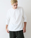 【Blue Standard/ブルースタンダード】ドライリップル フットボール切り替7分袖Tシャツカットソー 吸水速乾 ストレッチ イージーケア さらさら快適 晩夏初秋