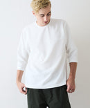 【Blue Standard/ブルースタンダード】ドライリップル フットボール切り替7分袖Tシャツカットソー 吸水速乾 ストレッチ イージーケア さらさら快適 晩夏初秋