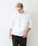 【Blue Standard/ブルースタンダード】ドライリップル フットボール切り替7分袖Tシャツカットソー 吸水速乾 ストレッチ イージーケア さらさら快適 晩夏初秋