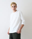 【Blue Standard/ブルースタンダード】ドライリップル フットボール切り替7分袖Tシャツカットソー 吸水速乾 ストレッチ イージーケア さらさら快適 晩夏初秋