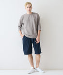 【Blue Standard/ブルースタンダード】ドライリップル フットボール切り替7分袖Tシャツカットソー 吸水速乾 ストレッチ イージーケア さらさら快適 晩夏初秋