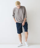 【Blue Standard/ブルースタンダード】ドライリップル フットボール切り替7分袖Tシャツカットソー 吸水速乾 ストレッチ イージーケア さらさら快適 晩夏初秋