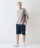 【Blue Standard/ブルースタンダード】ドライリップル フットボール切り替7分袖Tシャツカットソー 吸水速乾 ストレッチ イージーケア さらさら快適 晩夏初秋