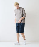 【Blue Standard/ブルースタンダード】ドライリップル フットボール切り替7分袖Tシャツカットソー 吸水速乾 ストレッチ イージーケア さらさら快適 晩夏初秋