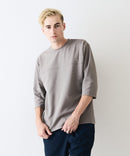 【Blue Standard/ブルースタンダード】ドライリップル フットボール切り替7分袖Tシャツカットソー 吸水速乾 ストレッチ イージーケア さらさら快適 晩夏初秋