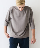 【Blue Standard/ブルースタンダード】ドライリップル フットボール切り替7分袖Tシャツカットソー 吸水速乾 ストレッチ イージーケア さらさら快適 晩夏初秋