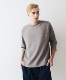 【Blue Standard/ブルースタンダード】ドライリップル フットボール切り替7分袖Tシャツカットソー 吸水速乾 ストレッチ イージーケア さらさら快適 晩夏初秋