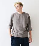 【Blue Standard/ブルースタンダード】ドライリップル フットボール切り替7分袖Tシャツカットソー 吸水速乾 ストレッチ イージーケア さらさら快適 晩夏初秋