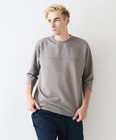 【Blue Standard/ブルースタンダード】ドライリップル フットボール切り替7分袖Tシャツカットソー 吸水速乾 ストレッチ イージーケア さらさら快適 晩夏初秋