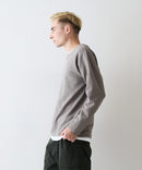 【Blue Standard/ブルースタンダード】ドライリップル フェイクレイヤード キーネックロンT カットソー 吸水速乾 ストレッチ イージーケア さらさら快適 晩夏初秋