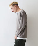 【Blue Standard/ブルースタンダード】ドライリップル フェイクレイヤード キーネックロンT カットソー 吸水速乾 ストレッチ イージーケア さらさら快適 晩夏初秋