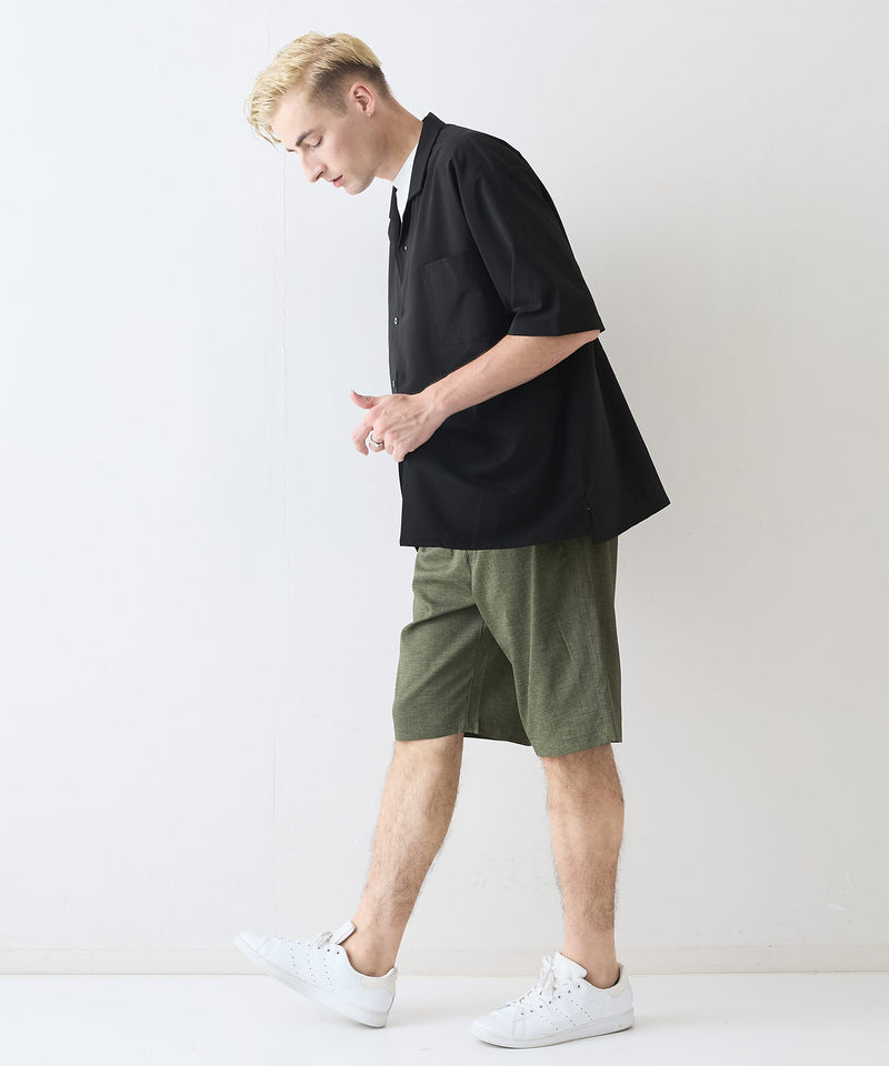 快適素材 リネンタッチ ショートパンツ ドライタッチ 速乾 シャリパン ストレッチ【NATURAL STORY/ナチュラルストーリー】