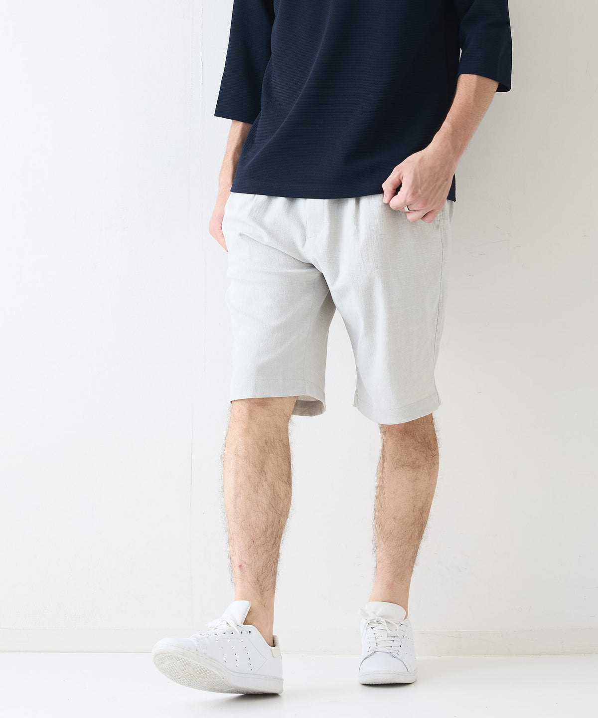 快適素材 リネンタッチ ショートパンツ ドライタッチ 速乾 シャリパン