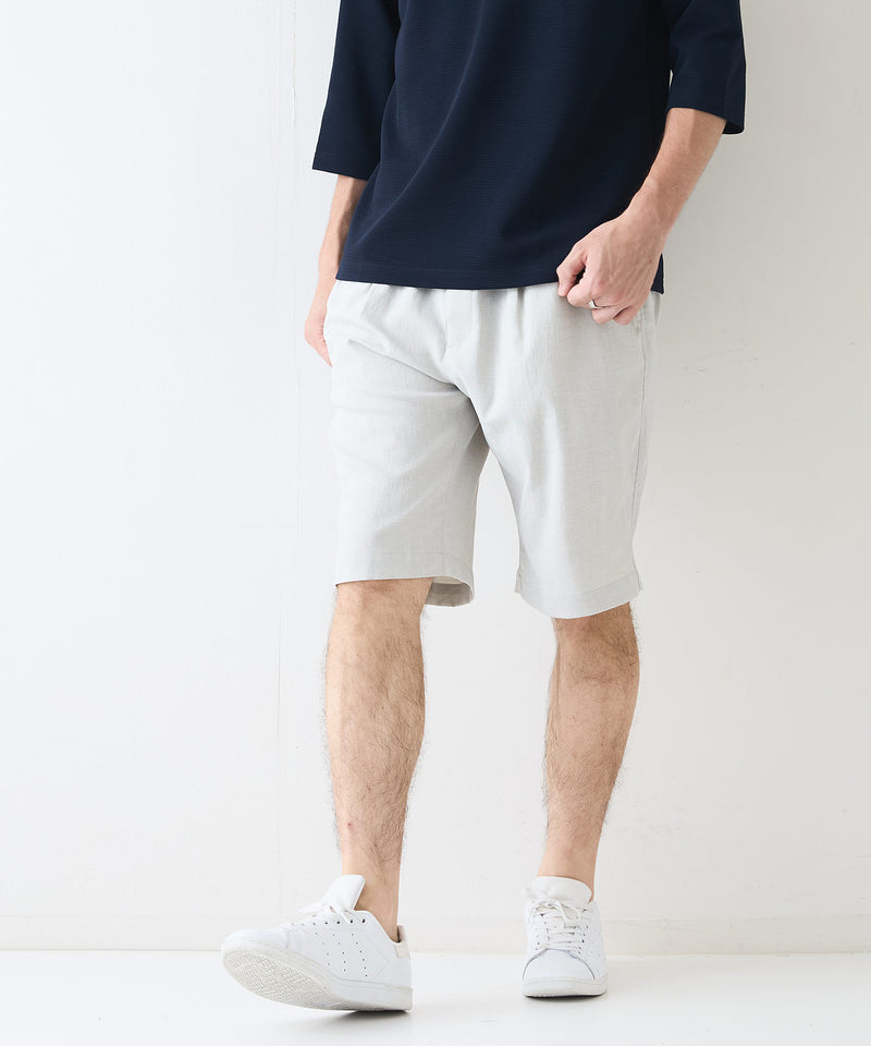 快適素材 リネンタッチ ショートパンツ ドライタッチ 速乾 シャリパン ストレッチ【NATURAL STORY/ナチュラルストーリー】